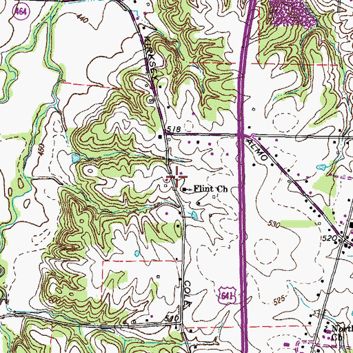 Topographic Map of Flint (historical), KY