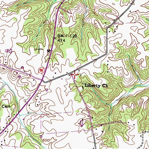 Topographic Map of Liberty (historical), KY