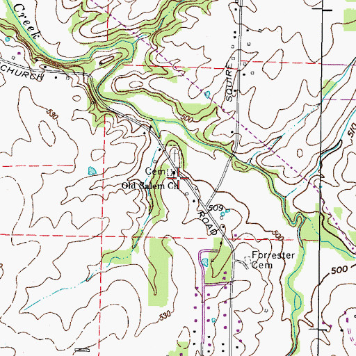 Topographic Map of Old Salem (historical), KY