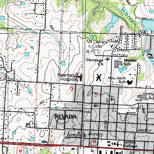 Topographic Map of Heartland R-V School, MO