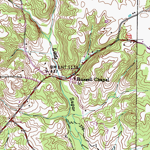 Topographic Map of Russell Chapel (historical), KY