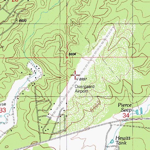 Topographic Map of Overgaard Airport (historical), AZ