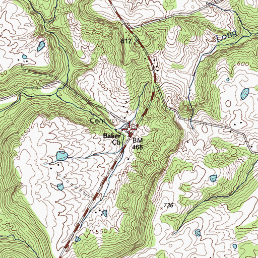 Topographic Map of Baker (historical), KY