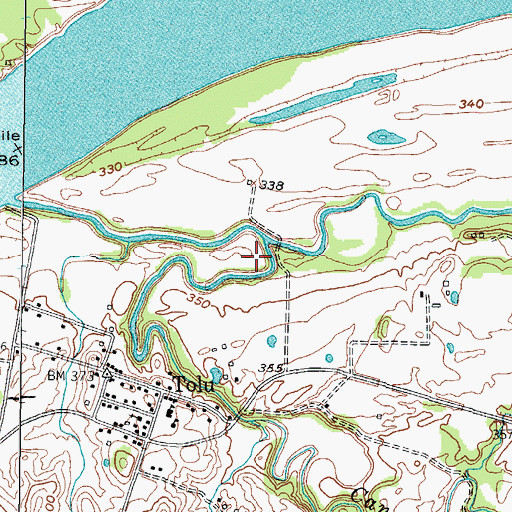 Topographic Map of Devils Elbow of Hurricane, KY