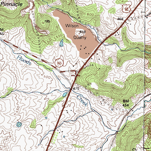 Topographic Map of Hoods, KY