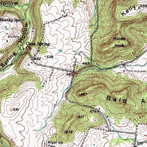 Topographic Map of Iron Hill, KY