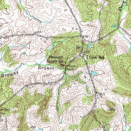 Topographic Map of Pleasant Grove (historical), KY