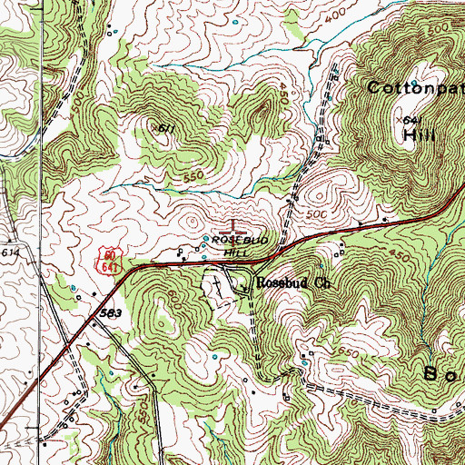 Topographic Map of Rosebud Hill, KY