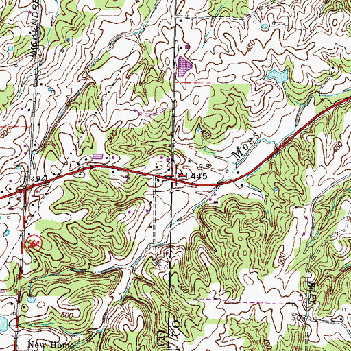 Topographic Map of Graves County Line, KY