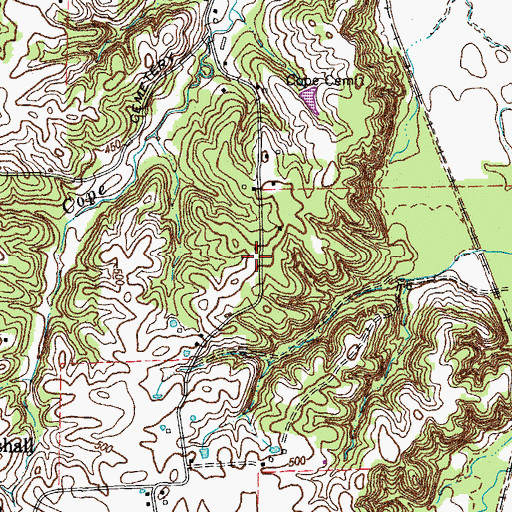 Topographic Map of Monkey Den (historical), KY