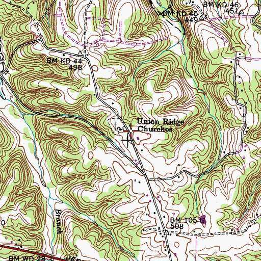 Topographic Map of Union Ridge (historical), KY