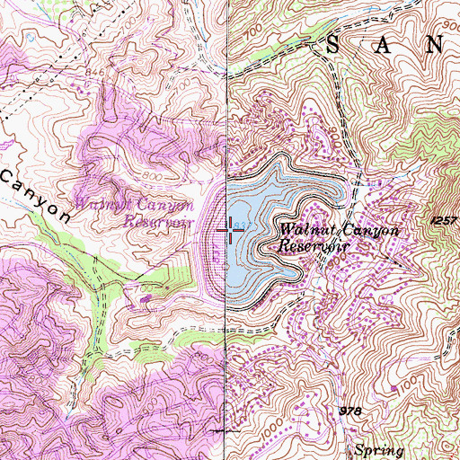 Topographic Map of Walnut Canyon Reservoir, CA