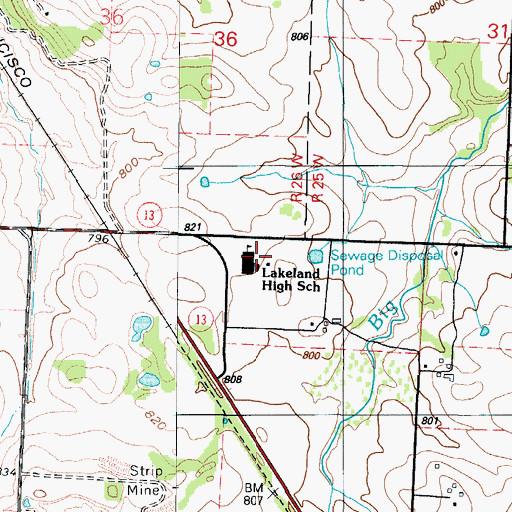 Topographic Map of Lakeland Elementary School, MO