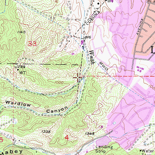 Topographic Map of Wardlow Canyon, CA