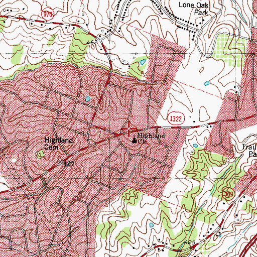 Topographic Map of Highland Church (historical), KY
