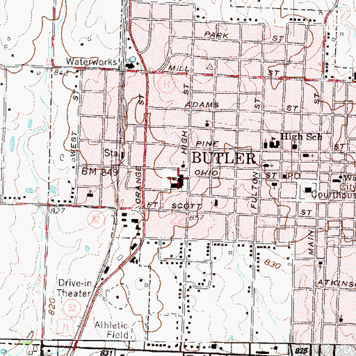 Topographic Map of Butler Elementary School, MO