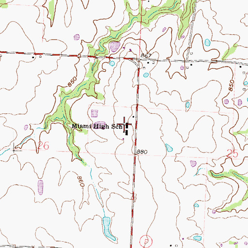 Topographic Map of Miami Elementary School, MO