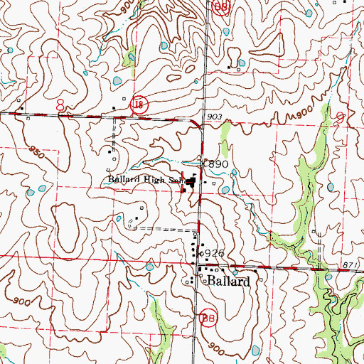 Topographic Map of Ballard Elementary School, MO