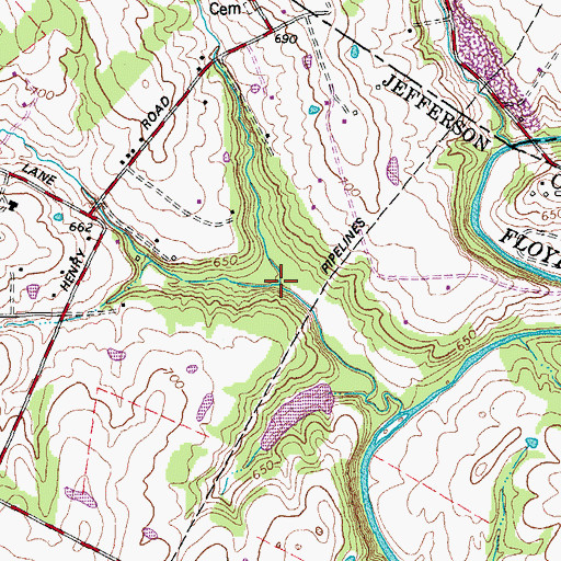 Topographic Map of Butler Branch, KY