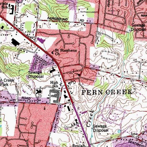 Topographic Map of Evergreen Hill, KY