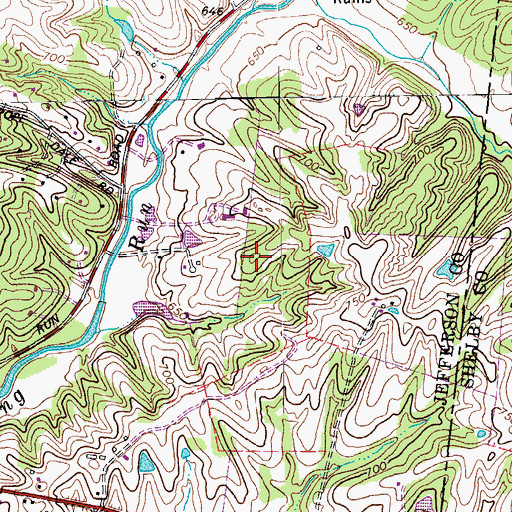 Topographic Map of Long Run Hill, KY