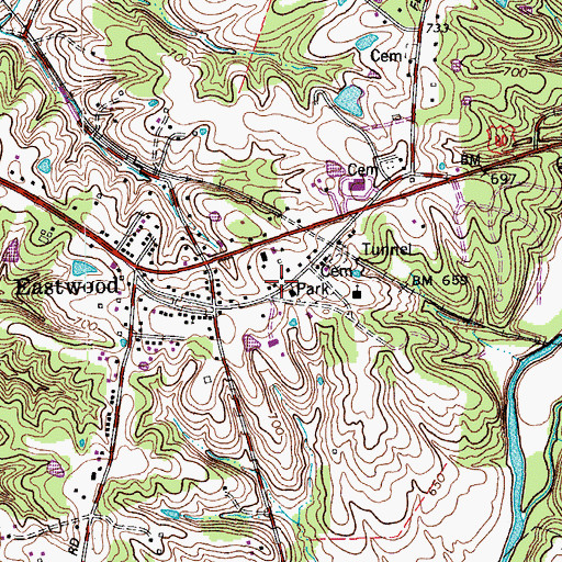 Topographic Map of New Eastwood, KY