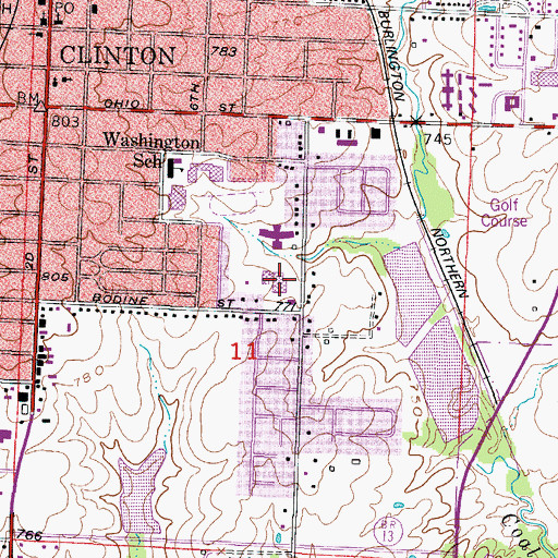 Topographic Map of Henry Elementary School, MO