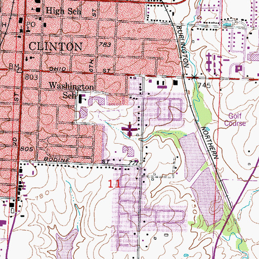 Topographic Map of Clinton Intermediate School, MO