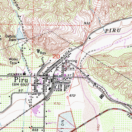 Topographic Map of Warring Park, CA