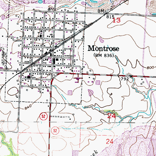 Topographic Map of Montrose Elementary School, MO