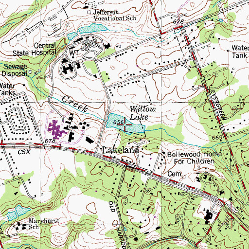Topographic Map of Willow Lake, KY
