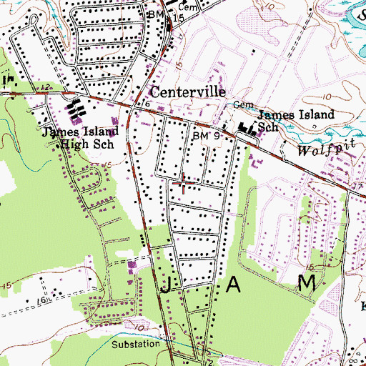 Topographic Map of Town of James Island, SC