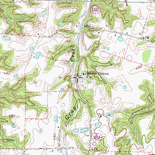 Topographic Map of Beech Grove (historical), KY