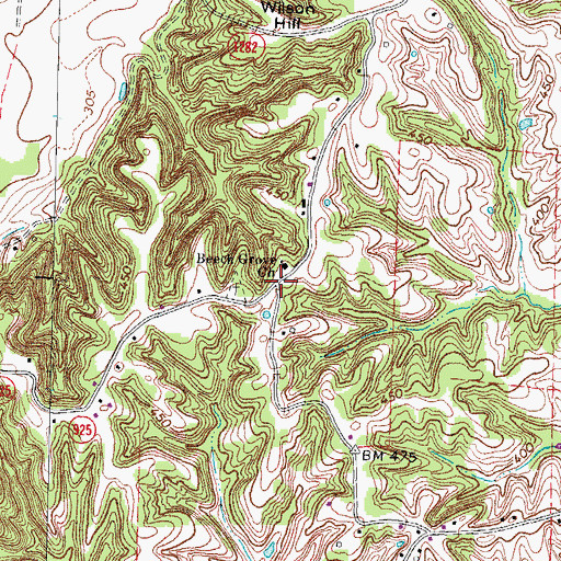 Topographic Map of Beech Grove (historical), KY