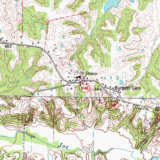 Topographic Map of Saint Dennis (historical), KY