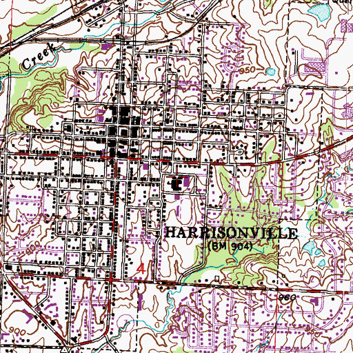 Topographic Map of Harrisonville Early Childhood Center, MO