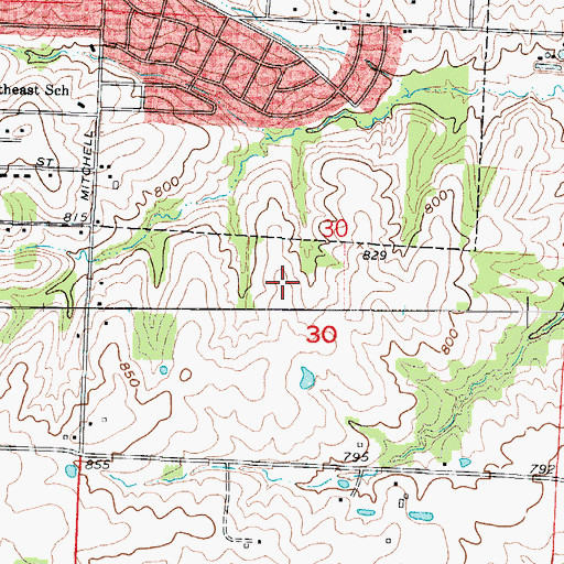 Topographic Map of Maple Grove Elementary School, MO