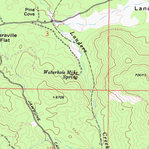 Topographic Map of Waterhole Mine Spring, CA