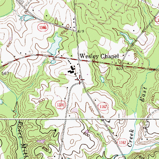 Topographic Map of Wesley Chapel United Methodist Church, NC