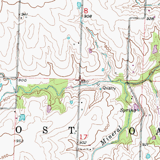 Topographic Map of Mineral Valley School (historical), MO