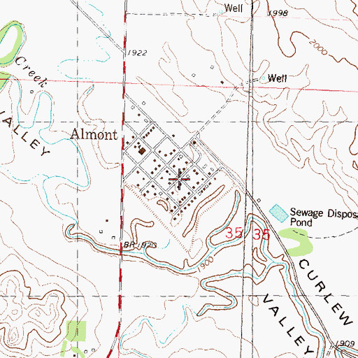 Topographic Map of Almont City Hall, ND