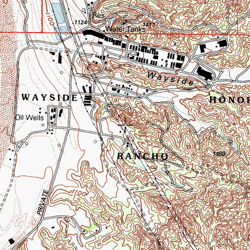 Topographic Map of Wayside Honor Rancho, CA