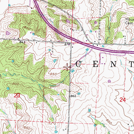 Topographic Map of Houx School (historical), MO