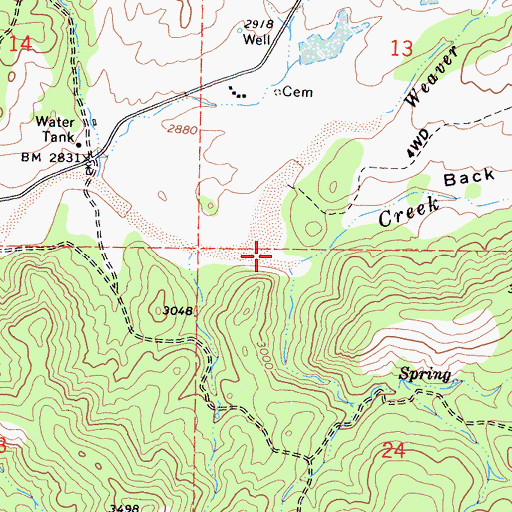 Topographic Map of Weaver Creek, CA