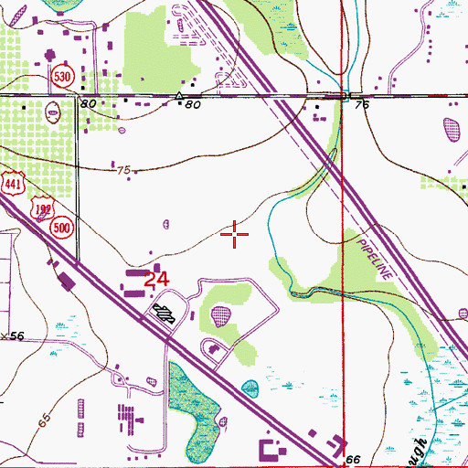 Topographic Map of Osceola County Stadium, FL