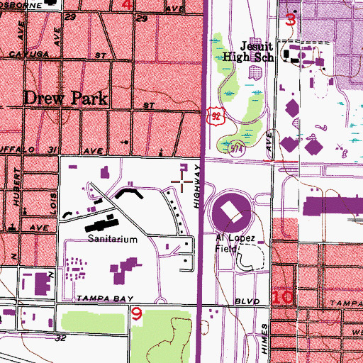 Topographic Map of Steinbrenner Field, FL