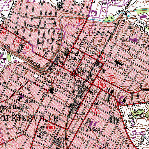 Topographic Map of First Presbyterian Church Historical Marker, KY