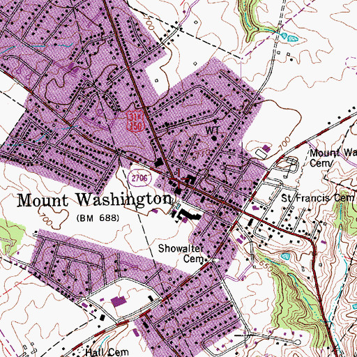 Topographic Map of Bardstown and Louisville Turnpike Historical Marker, KY