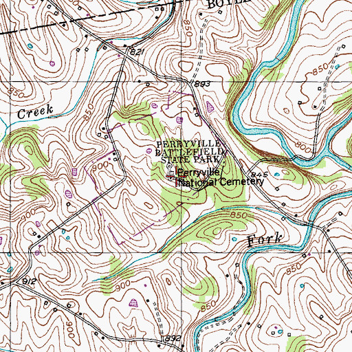 Topographic Map of Battle of Perryville Historical Marker, KY