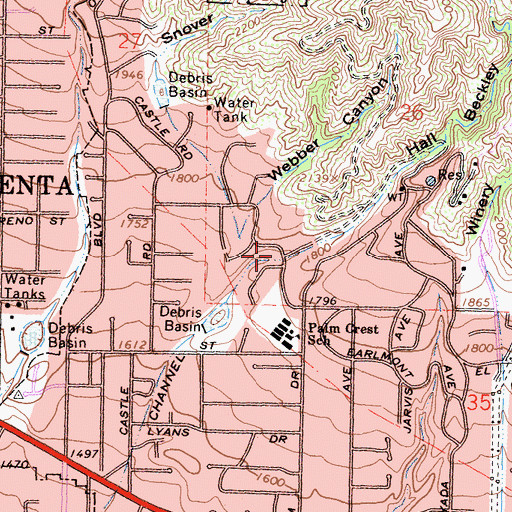 Topographic Map of Webber Canyon, CA